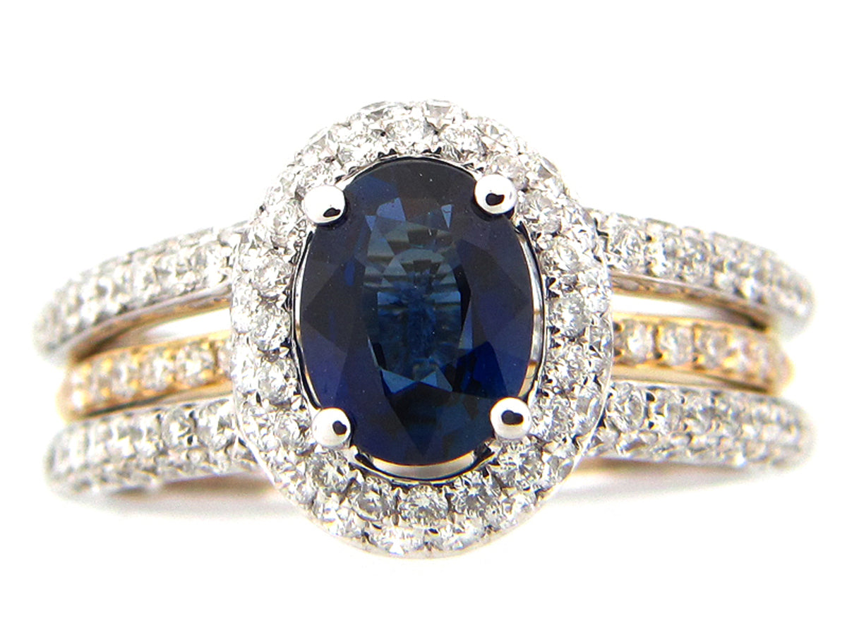 SAPPHIRE & DIAMOND RING, 14KT (E), CENTER=1.28