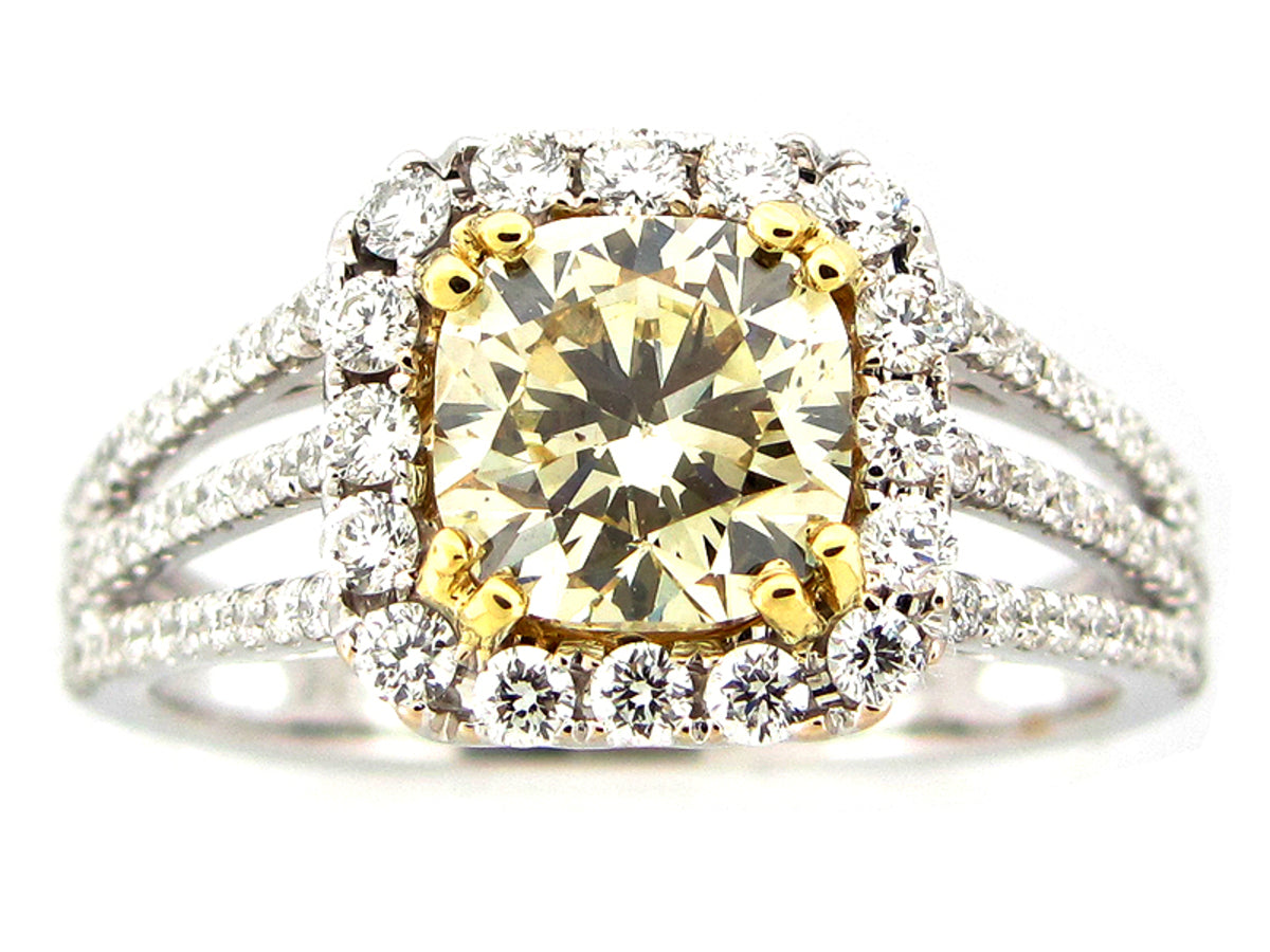 NATURAL YELLOW DIAMOND RING, 18KT (N)