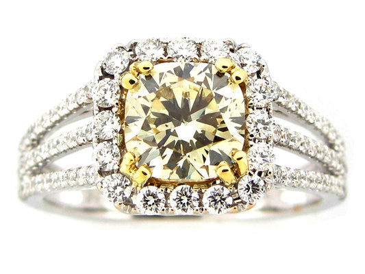 NATURAL YELLOW DIAMOND RING, 18KT (N)