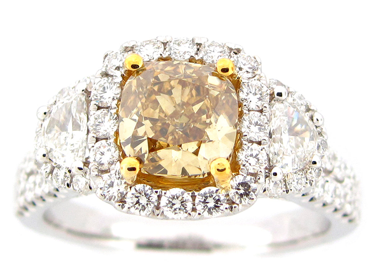 NATURAL YELLOW DIAMOND RING, 18KT (N)