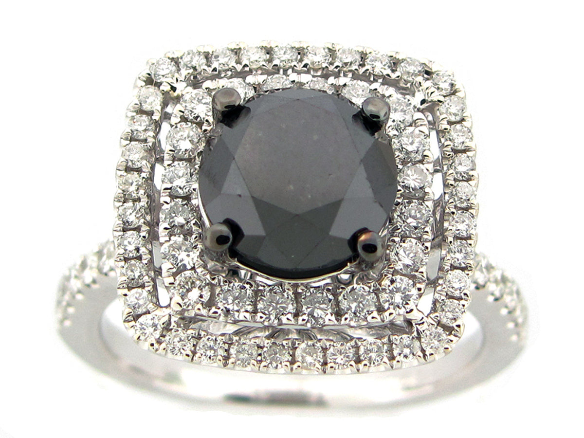 BLACK & DIAMOND RING, 18KW (R)