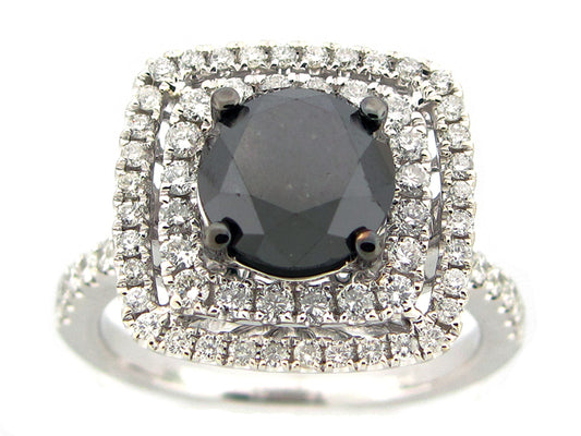 BLACK & DIAMOND RING, 18KW (R)