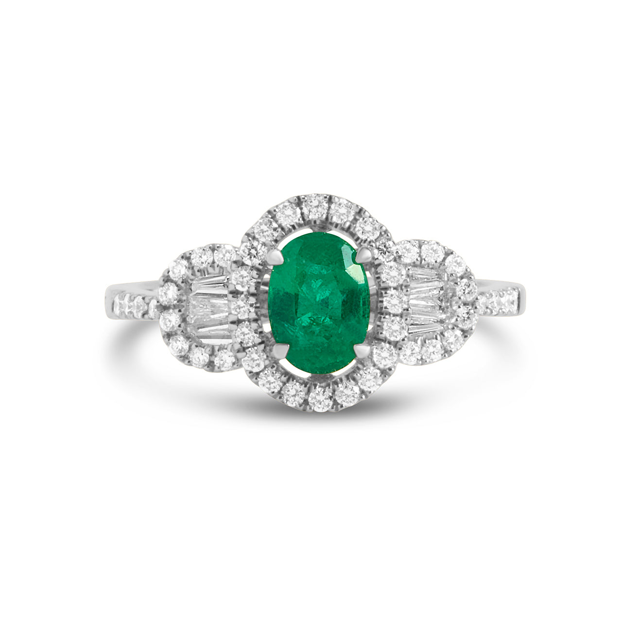 Emerald & Diamond 3 Stone Ring