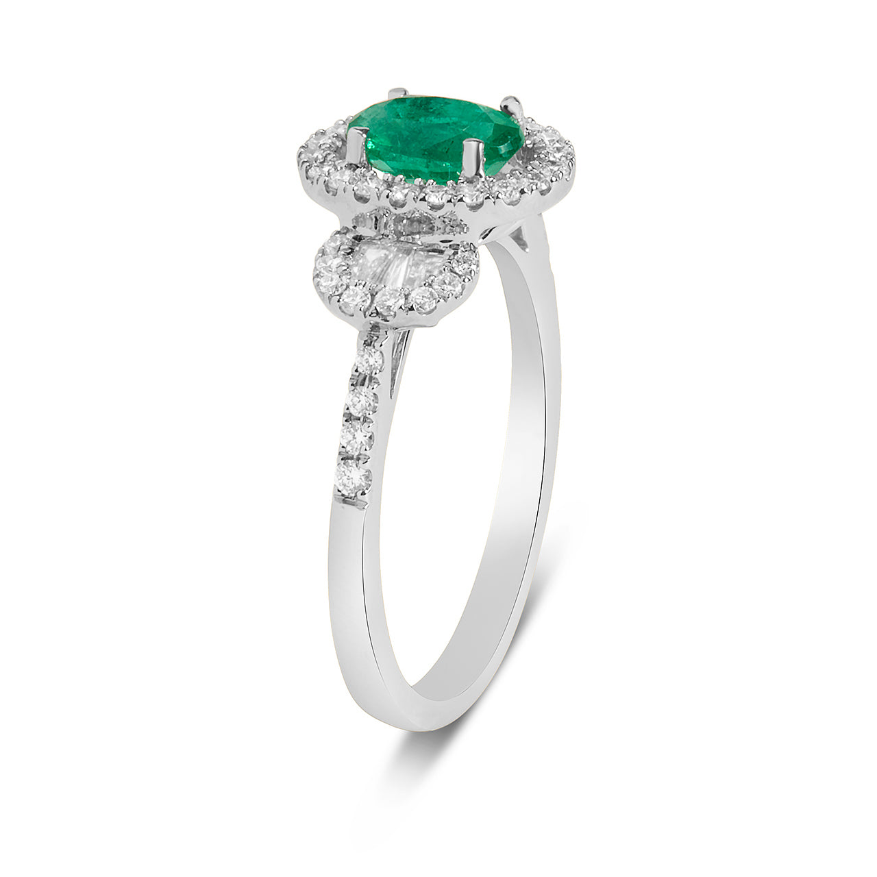 Emerald & Diamond 3 Stone Ring