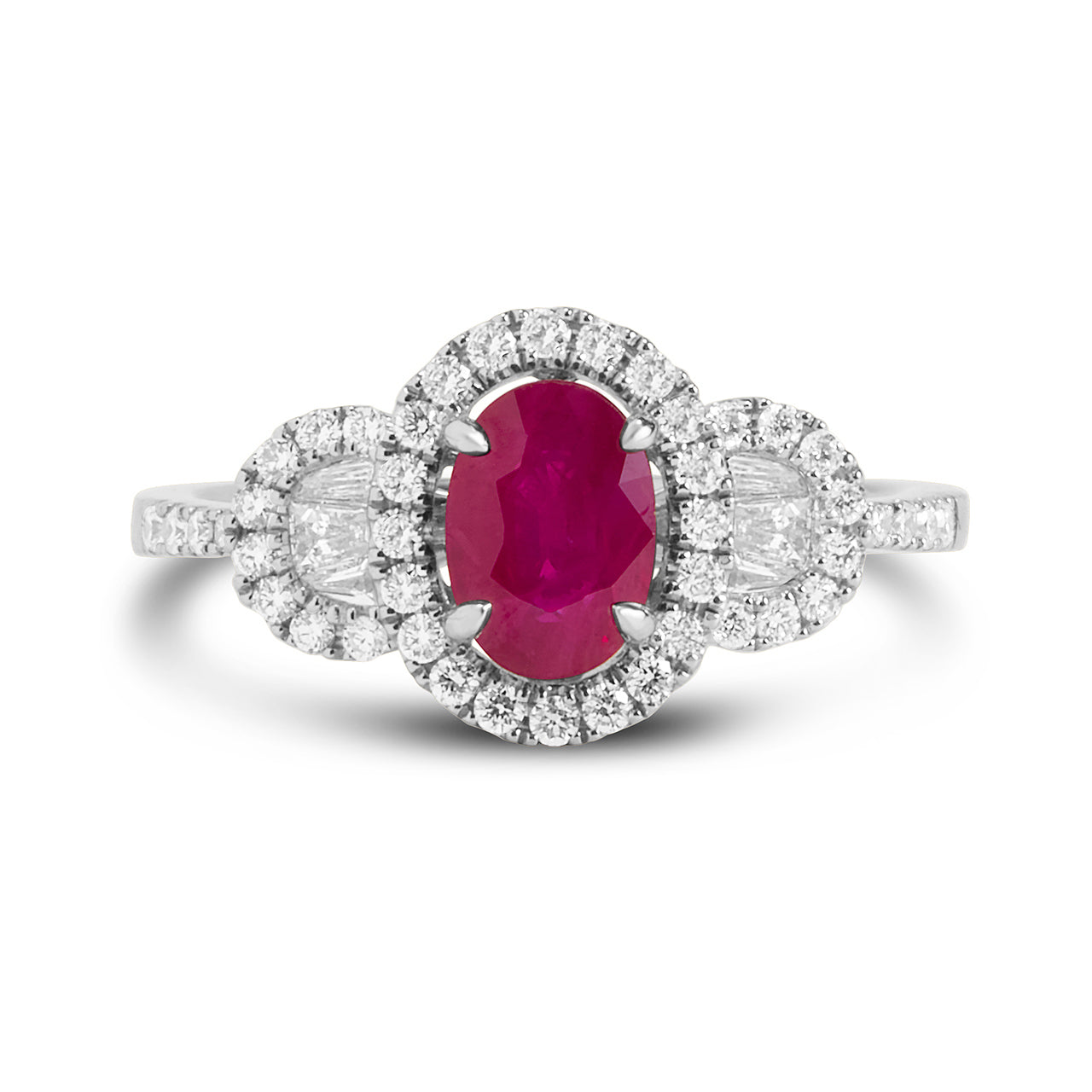 Ruby & Diamond 3 Stone Ring