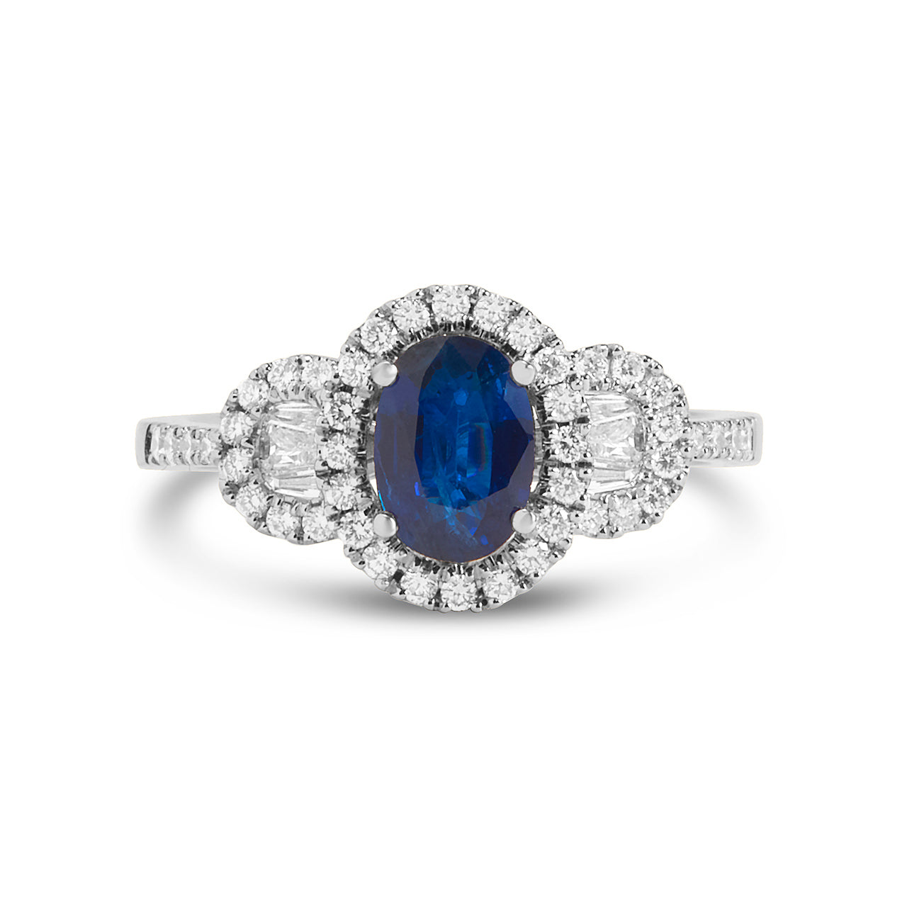 Sapphire & Diamond 3 Stone Ring