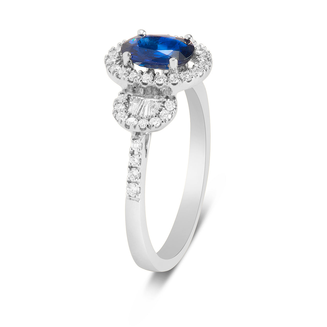 Sapphire & Diamond 3 Stone Ring