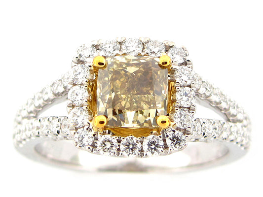 NATURAL YELLOW DIAMOND RING, GIA CERT#2146253953, 18KT (N)