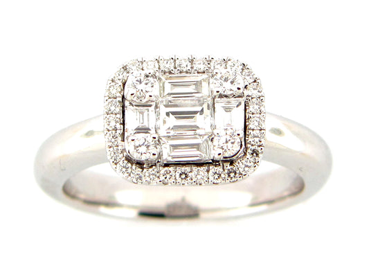 DIAMOND BAGUETTE CLUSTER RING, 18KW (N)