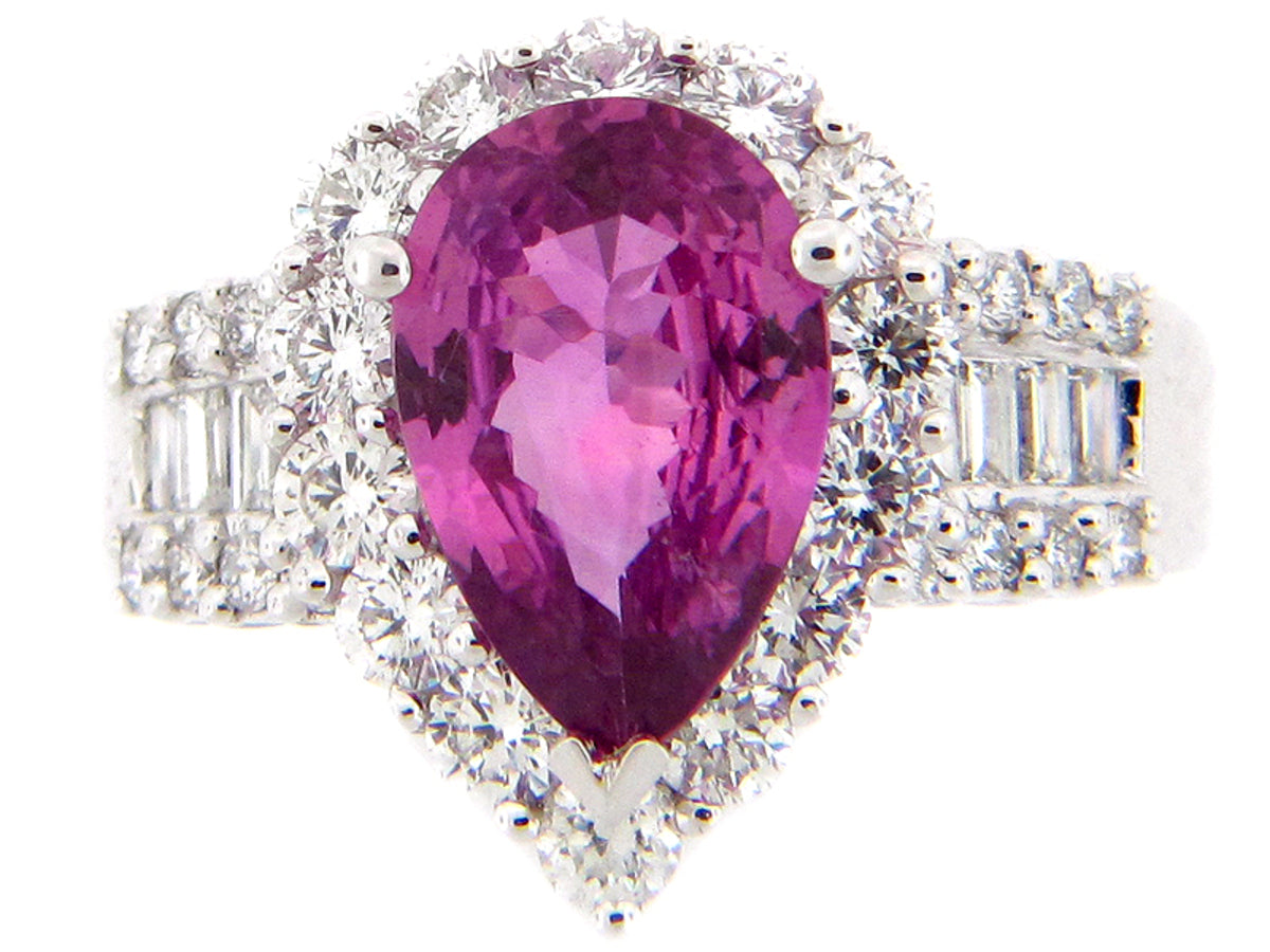 PINK SAPPHIRE & DIAMOND RING, 18KW (E), C=2.67