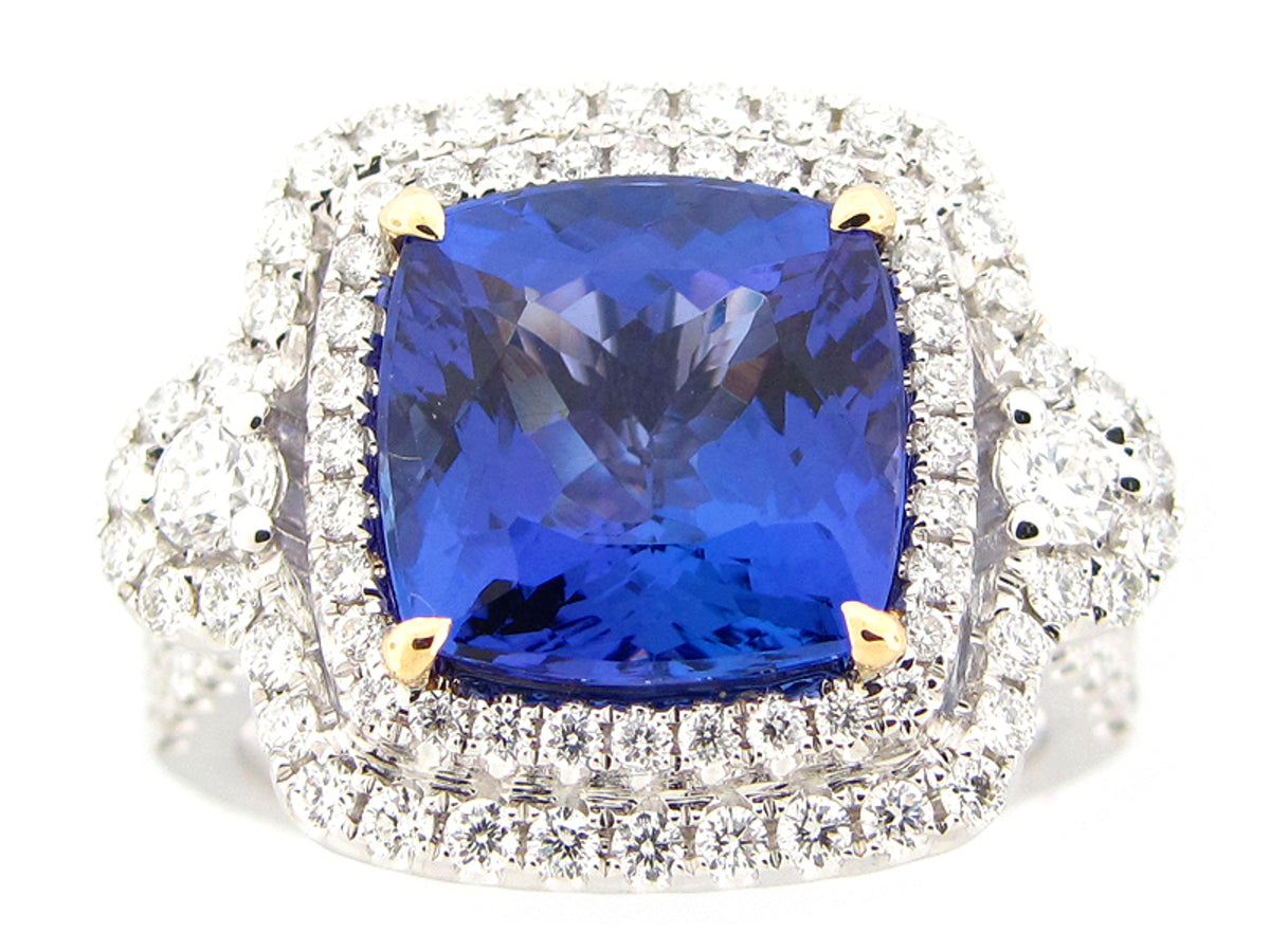 TANZANITE & DIAMOND RING, 18KT (H)