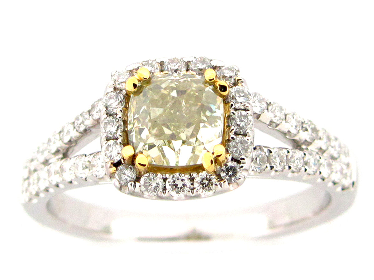 NATURAL FANCY LIGHT YELLOW DIAMOND RING, GIA CERT#1136802436, 18KT (N)