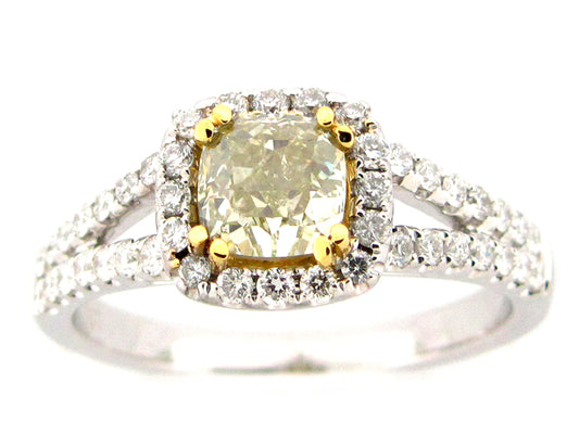 NATURAL FANCY LIGHT YELLOW DIAMOND RING, GIA CERT#1136802436, 18KT (N)