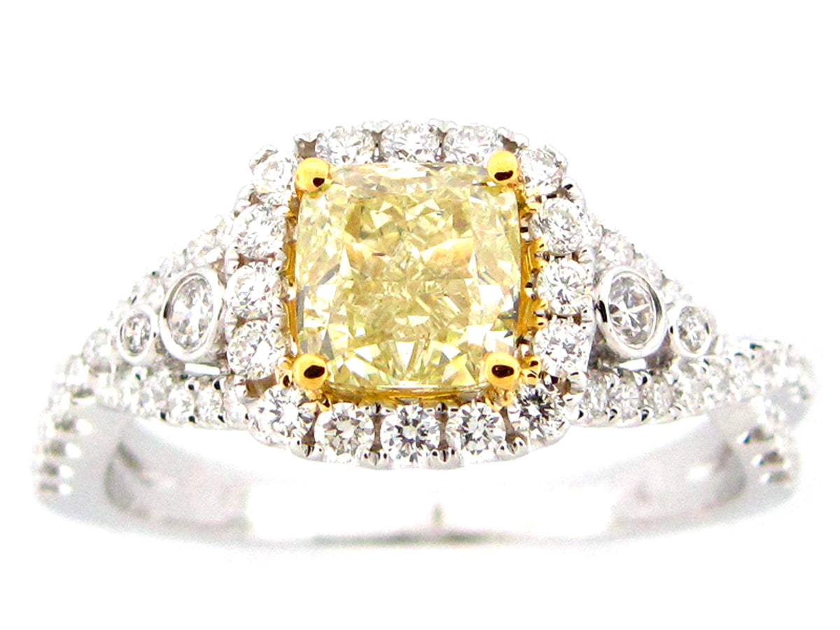 NATURAL FANCY YELLOW DIAMOND RING, 18KT (N)
