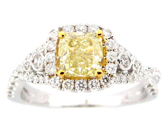 NATURAL FANCY YELLOW DIAMOND RING, 18KT (N)