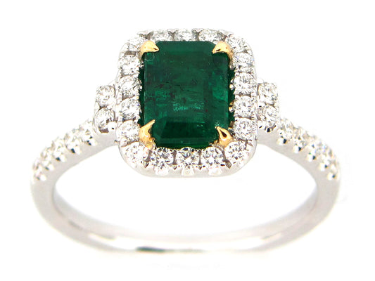 EMERALD & DIAMOND RING, 18KT (O)