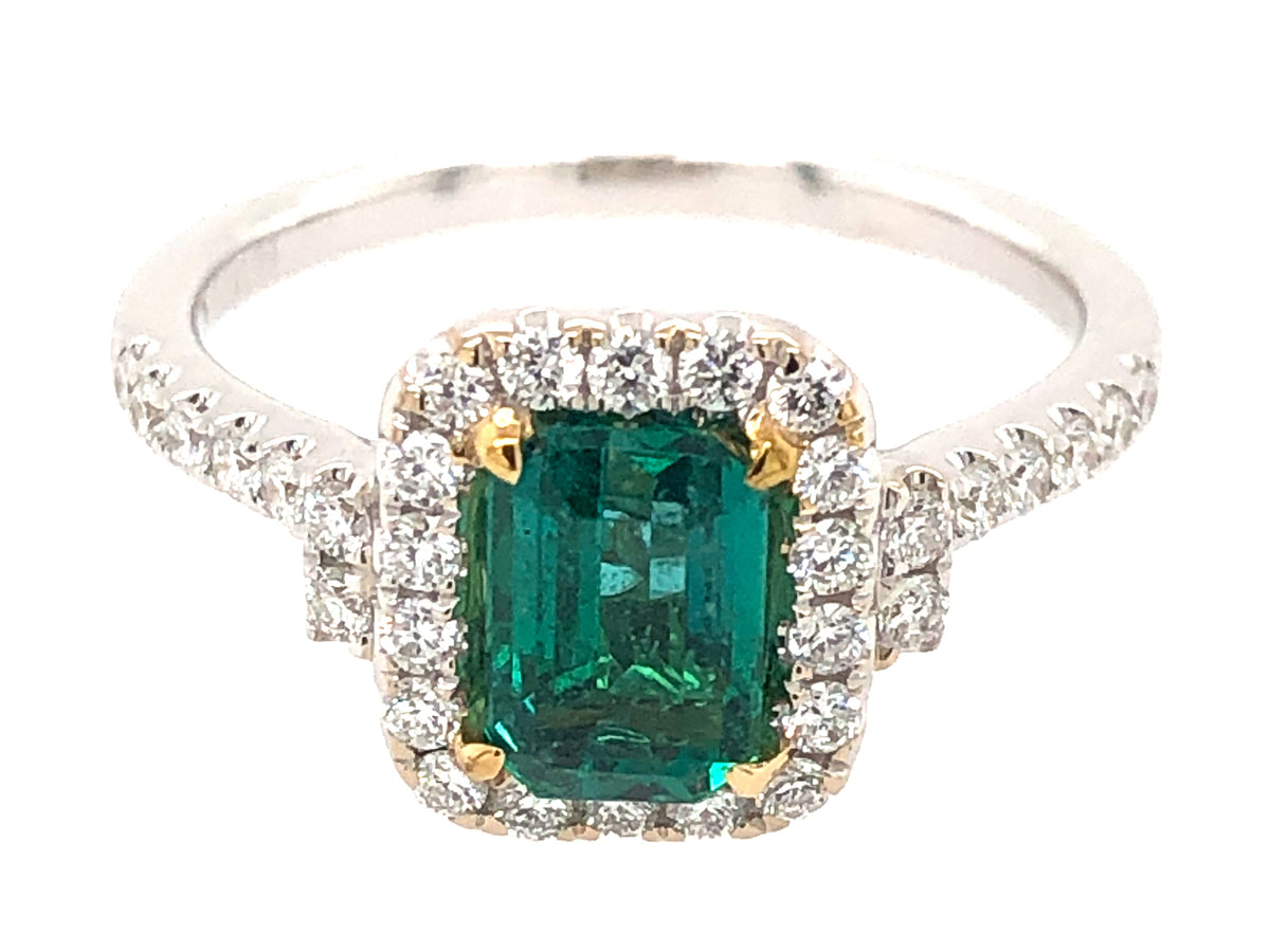EMERALD & DIAMOND RING, 18KT (O)