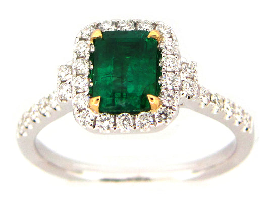 EMERALD & DIAMOND RING, 18KT (O)