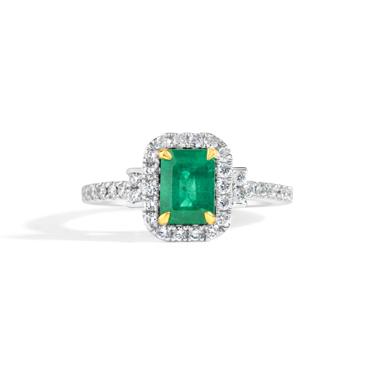Emerald Cut Emerald & Diamond Ring