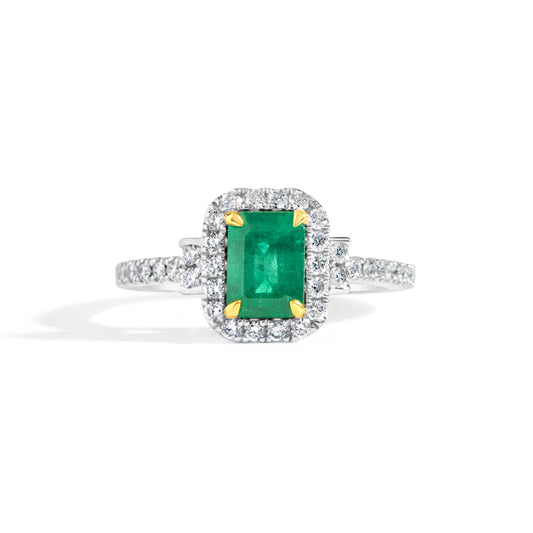 Emerald Cut Emerald & Diamond Ring