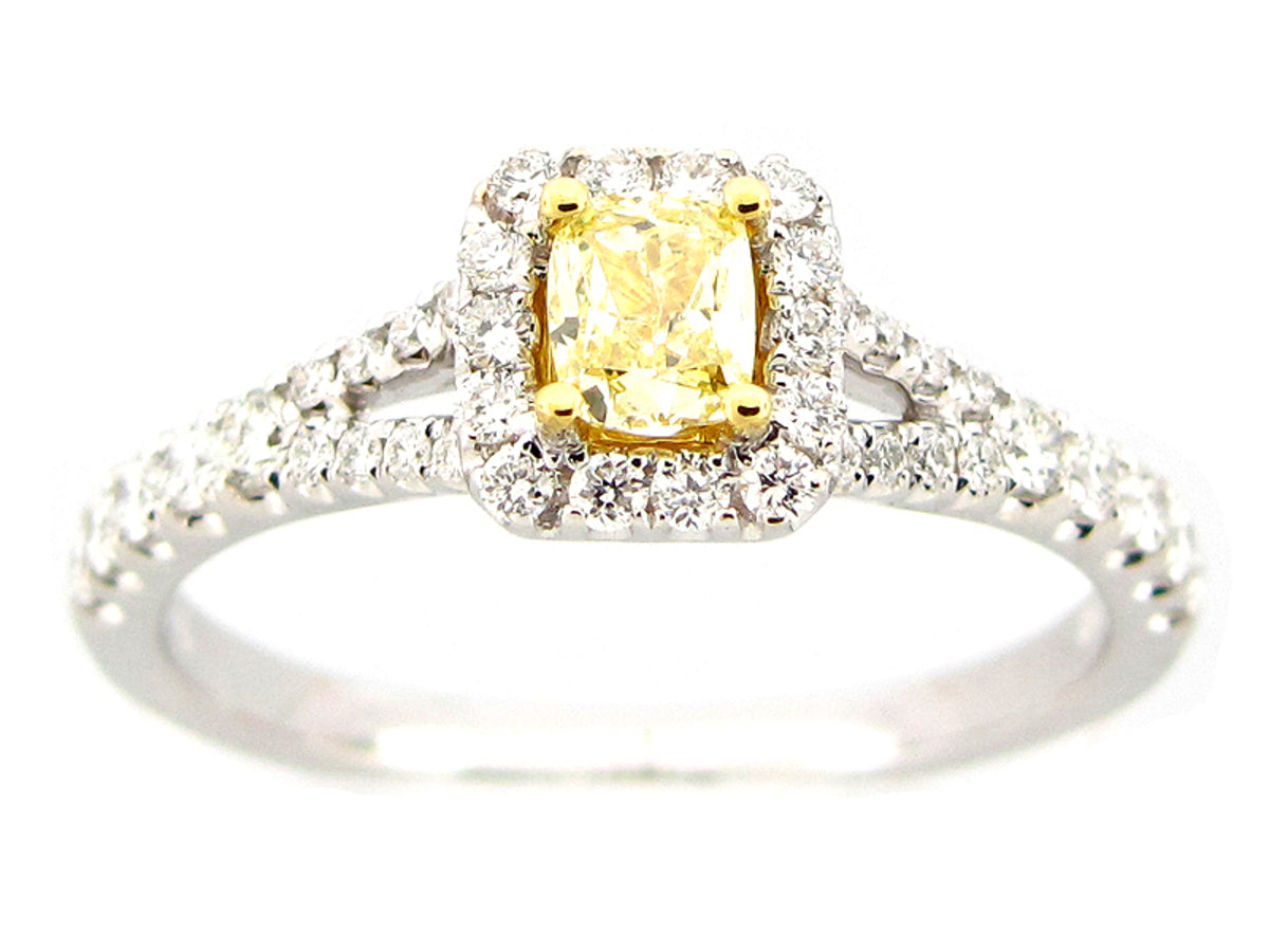 NATURAL FANCY YELLOW DIAMOND RING, 18KT (N)