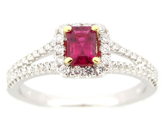 RUBY & DIAMOND RING, 18KT (H/N)