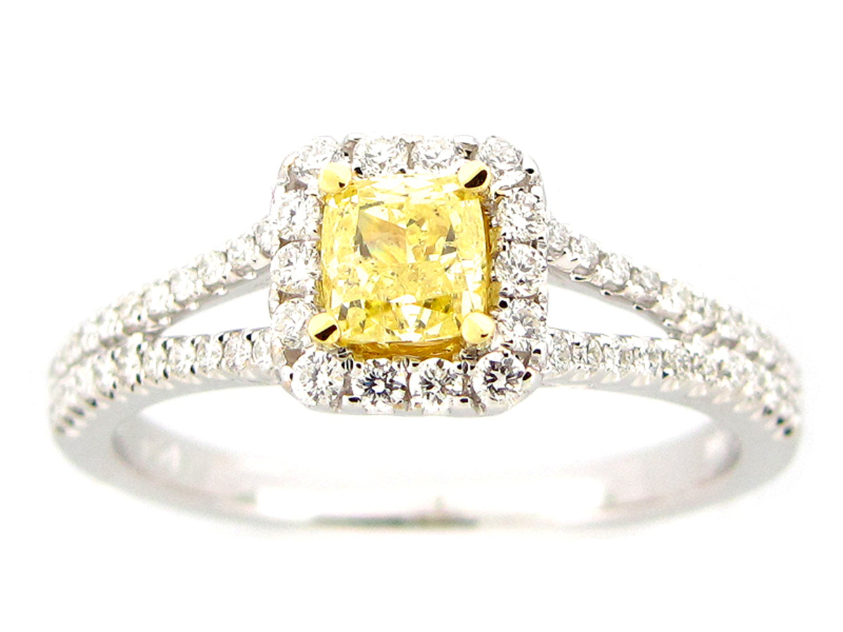 NATURAL FANCY YELLOW DIAMOND RING, 18KT (N)