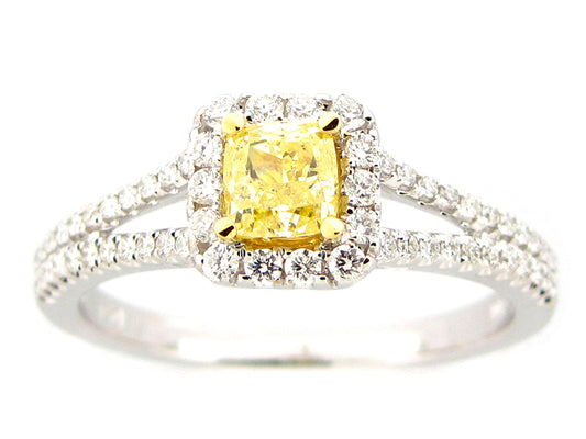 NATURAL FANCY YELLOW DIAMOND RING, 18KT (N)