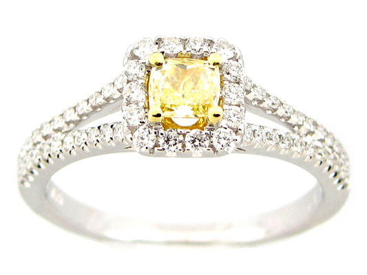 NATURAL FANCY YELLOW DIAMOND RING, 18KT (N)