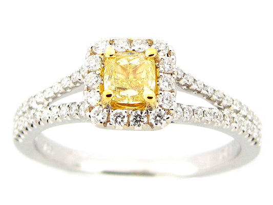 NATURAL FANCY YELLOW DIAMOND RING, 18KT (N)