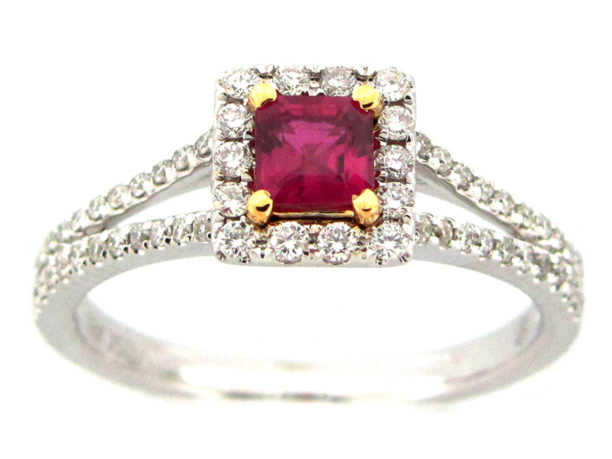 RUBY & DIAMOND RING, 18KT (H)