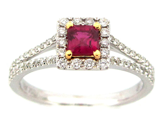 RUBY & DIAMOND RING, 18KT (H)