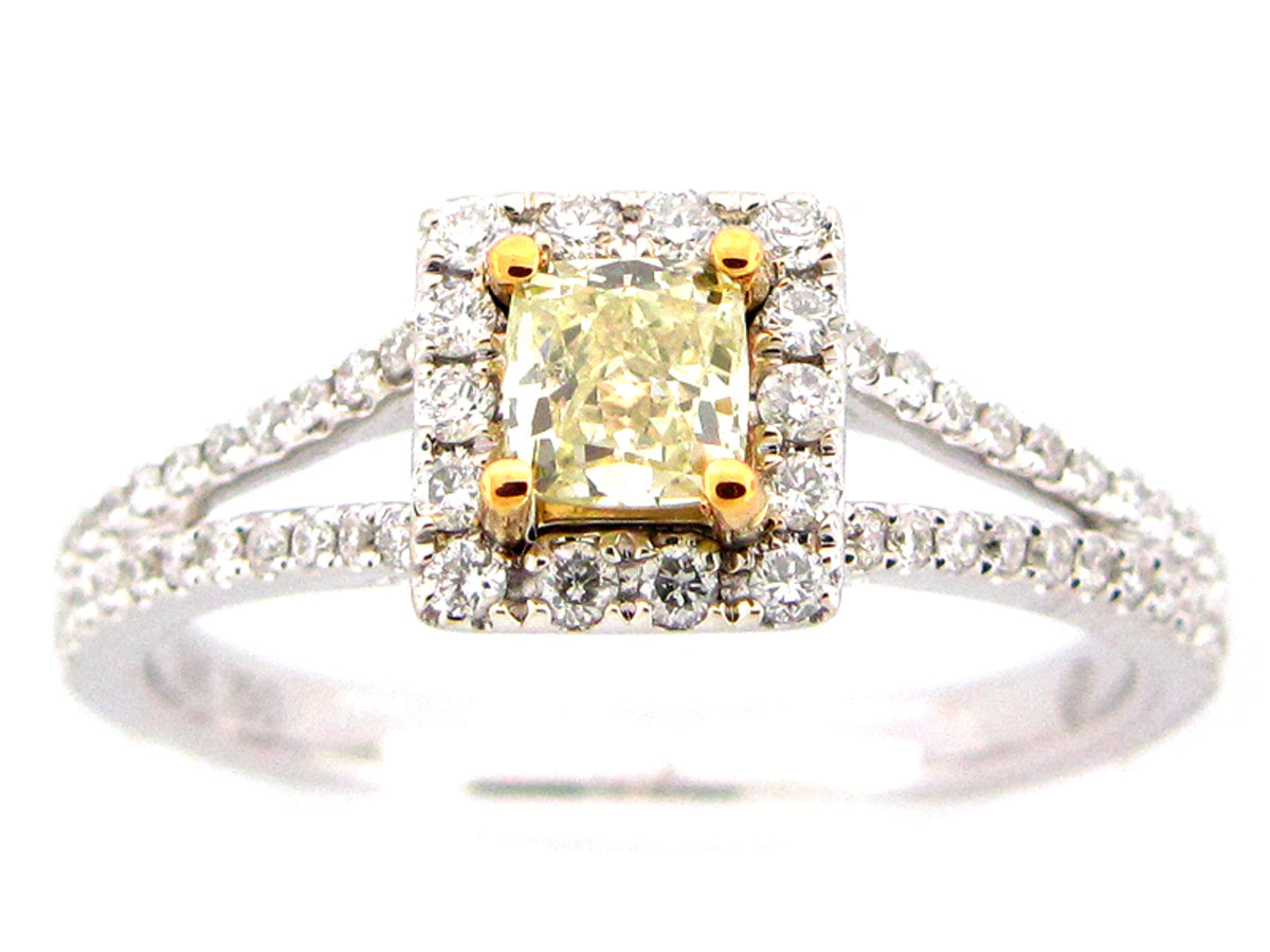 NATURAL FANCY YELLOW DIAMOND RING, 18KT (N)