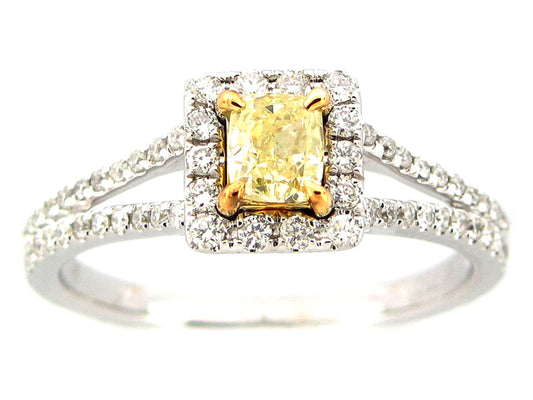 NATURAL FANCY YELLOW DIAMOND RING, 18KT (N)