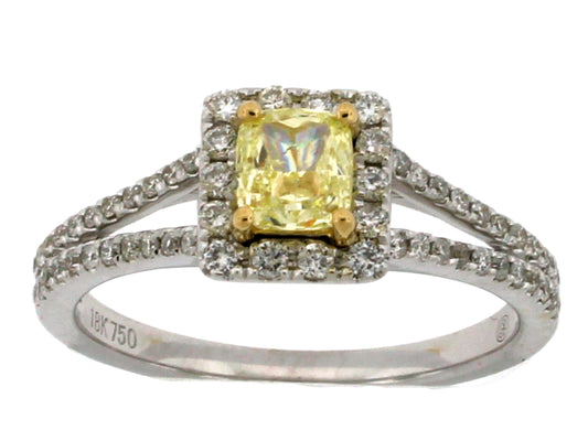 NATURAL FANCY YELLOW DIAMOND RING, 18KT (N)