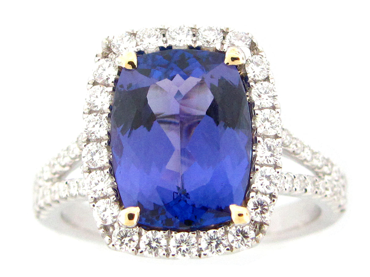 TANZANITE & DIAMOND RING, 18KT (H)