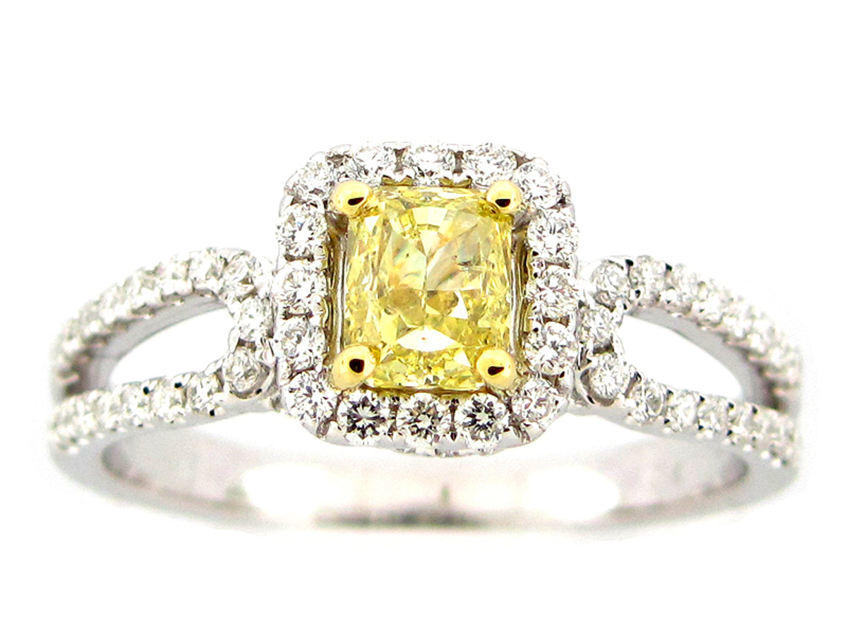 NATURAL FANCY YELLOW DIAMOND RING, 18KT (N)