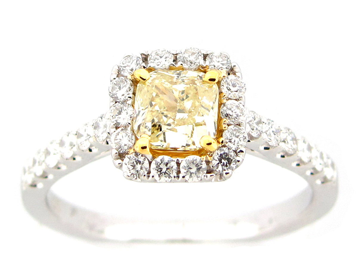 NATURAL FANCY LIGHT YELLOW DIAMOND RING, 18KT (N)