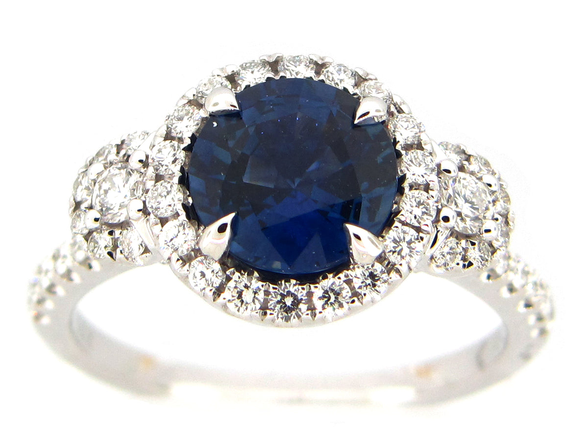 SAPPHIRE & DIAMOND RING, 18KW (H)