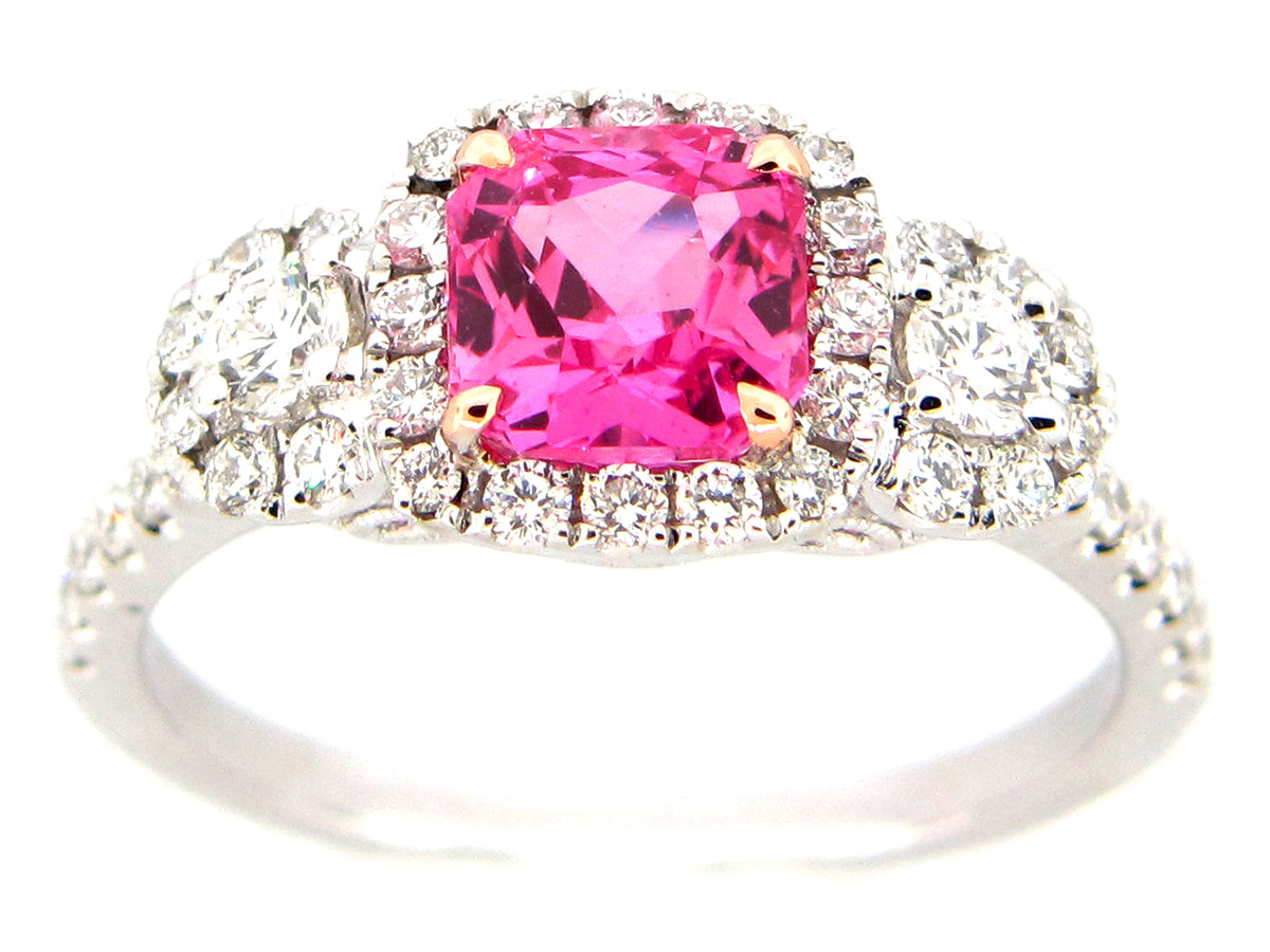 PINK SAPPHIRE & DIAMOND RING, 18KZ  (H)