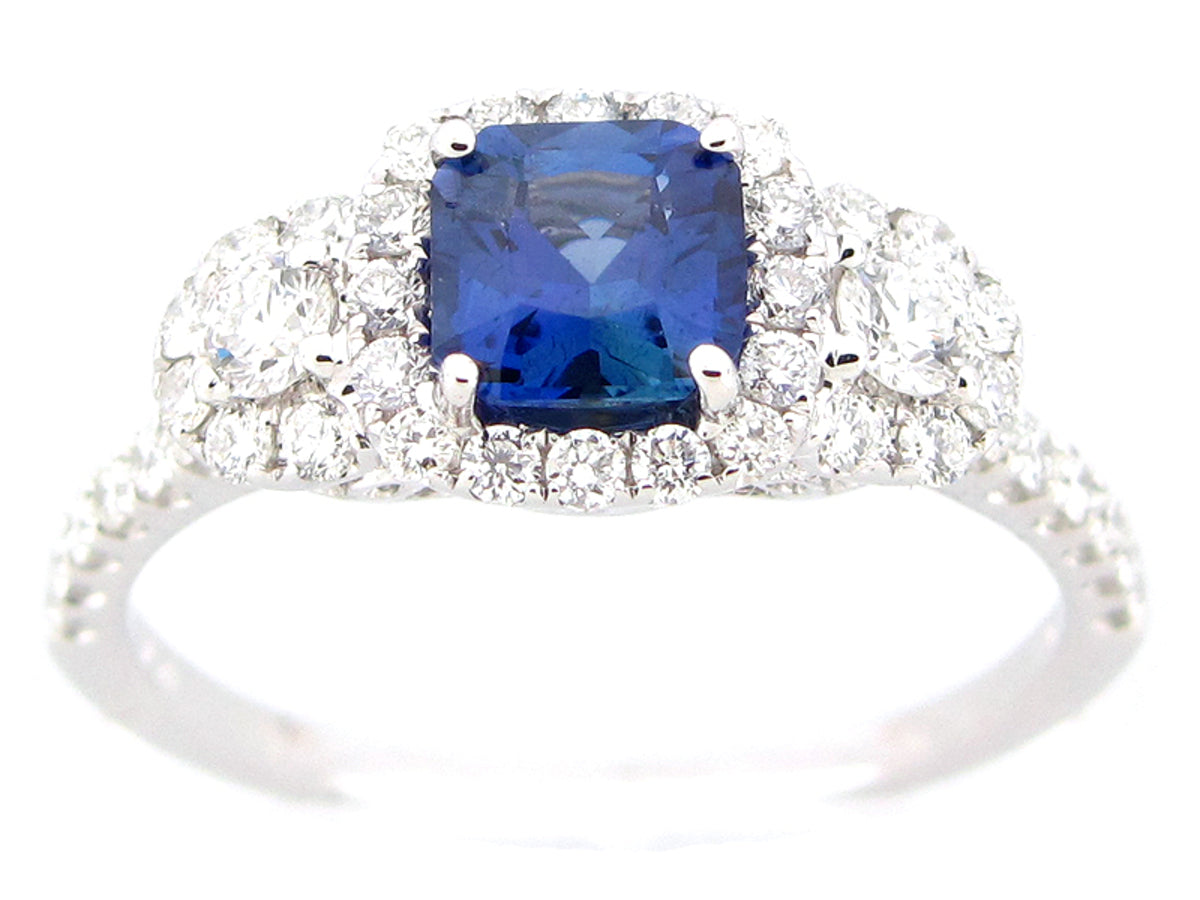 SAPPHIRE & DIAMOND RING, 18KT (H), CENTER=0.85