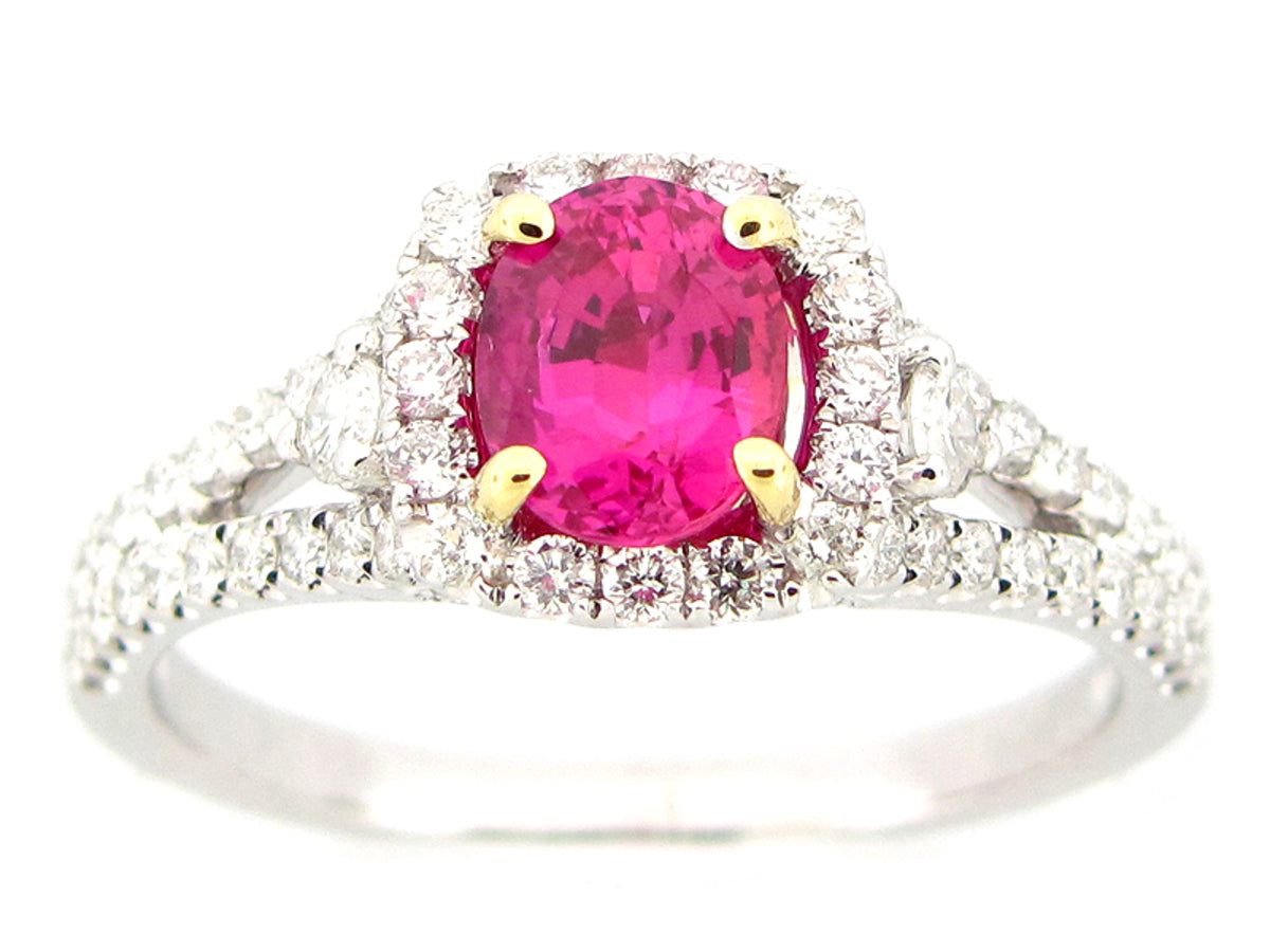 PINK SAPPHIRE & DIAMOND RING, 18KT (H), CENTER=1.16
