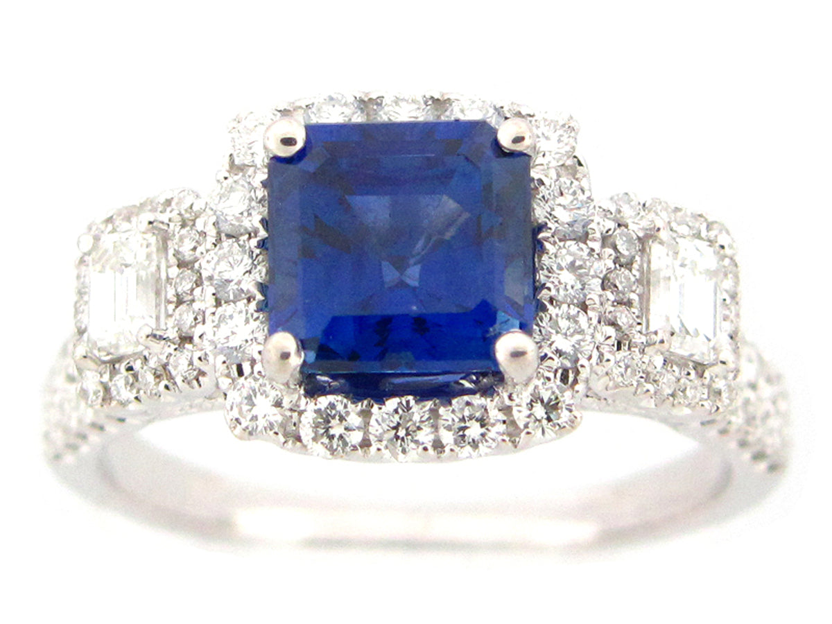 SAPPHIRE & DIAMOND RING, 18KW (H)