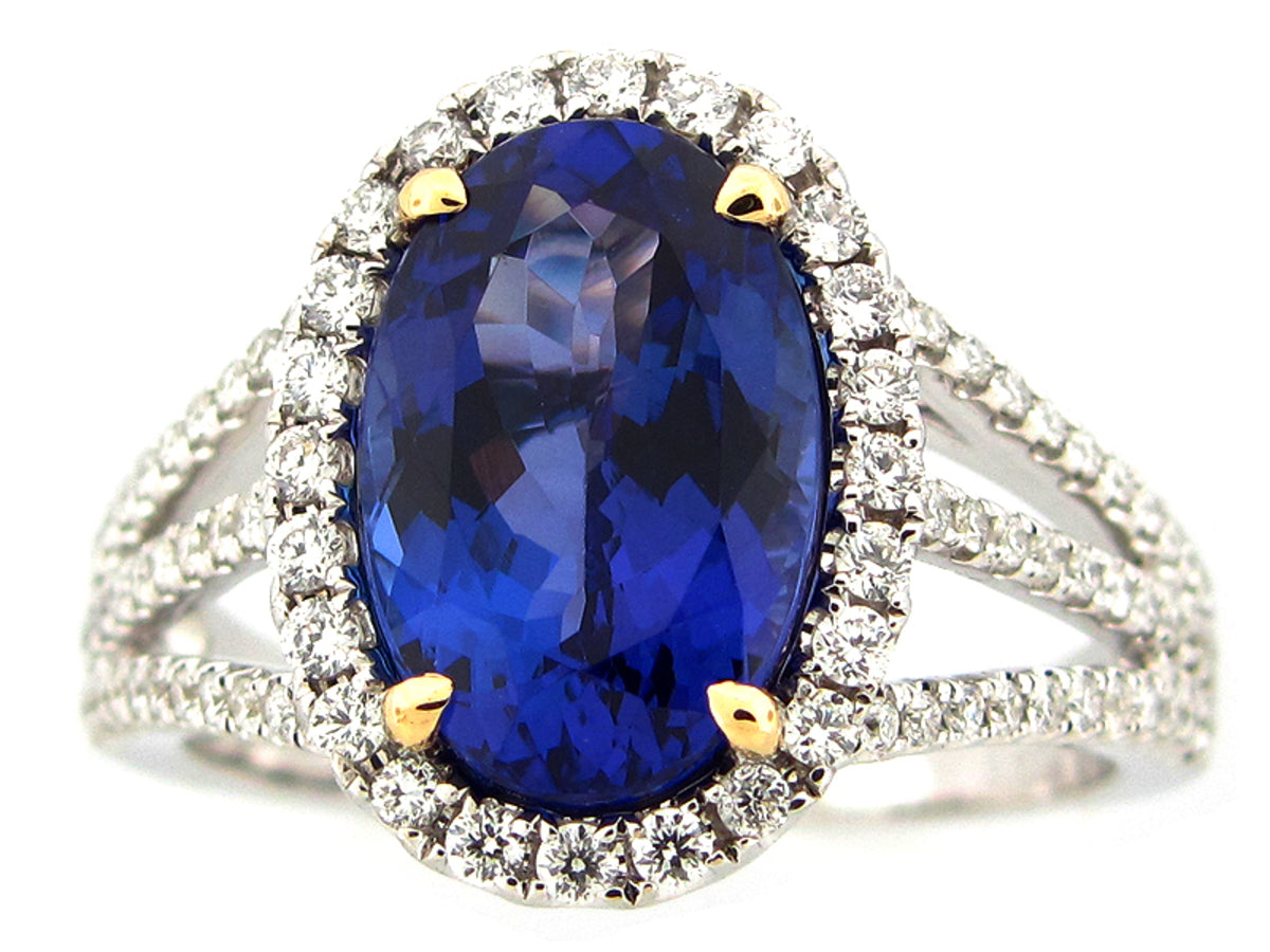 TANZANITE & DIAMOND RING, 18KT (H)