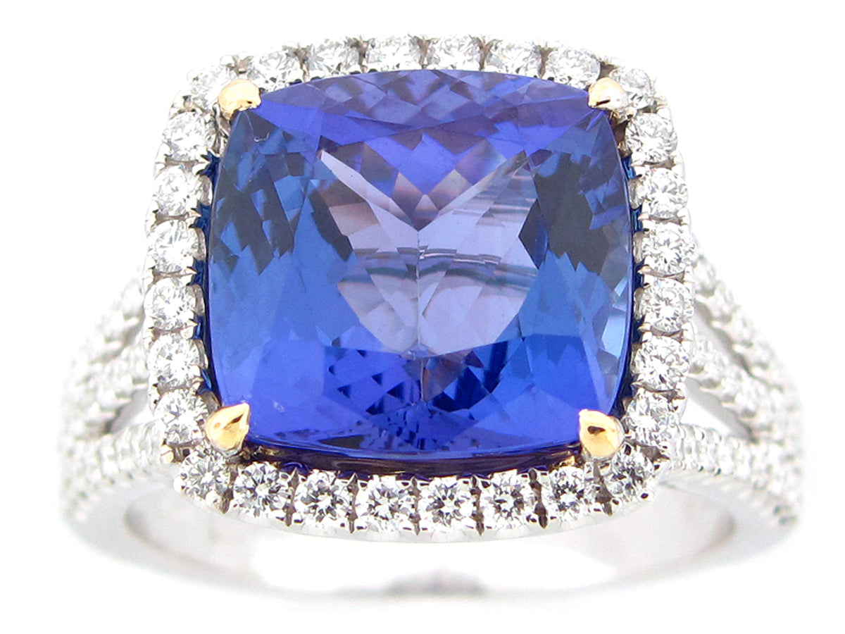 TANZANITE & DIAMOND RING, 18KT (H)