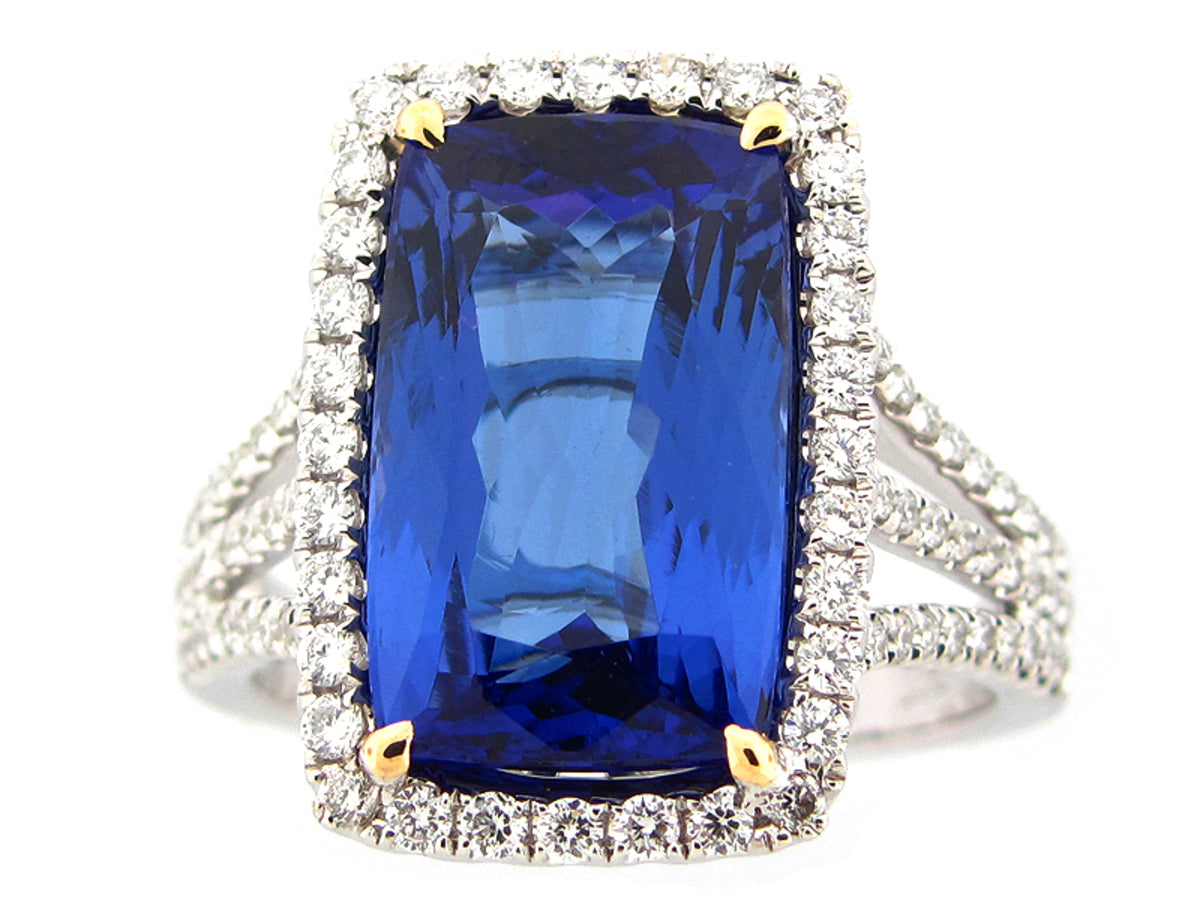 TANZANITE & DIAMOND RING, 18KT (H)