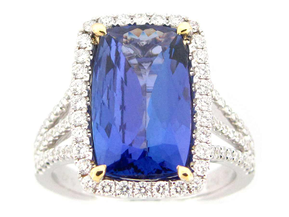 TANZANITE & DIAMOND RING, 18KT (H)