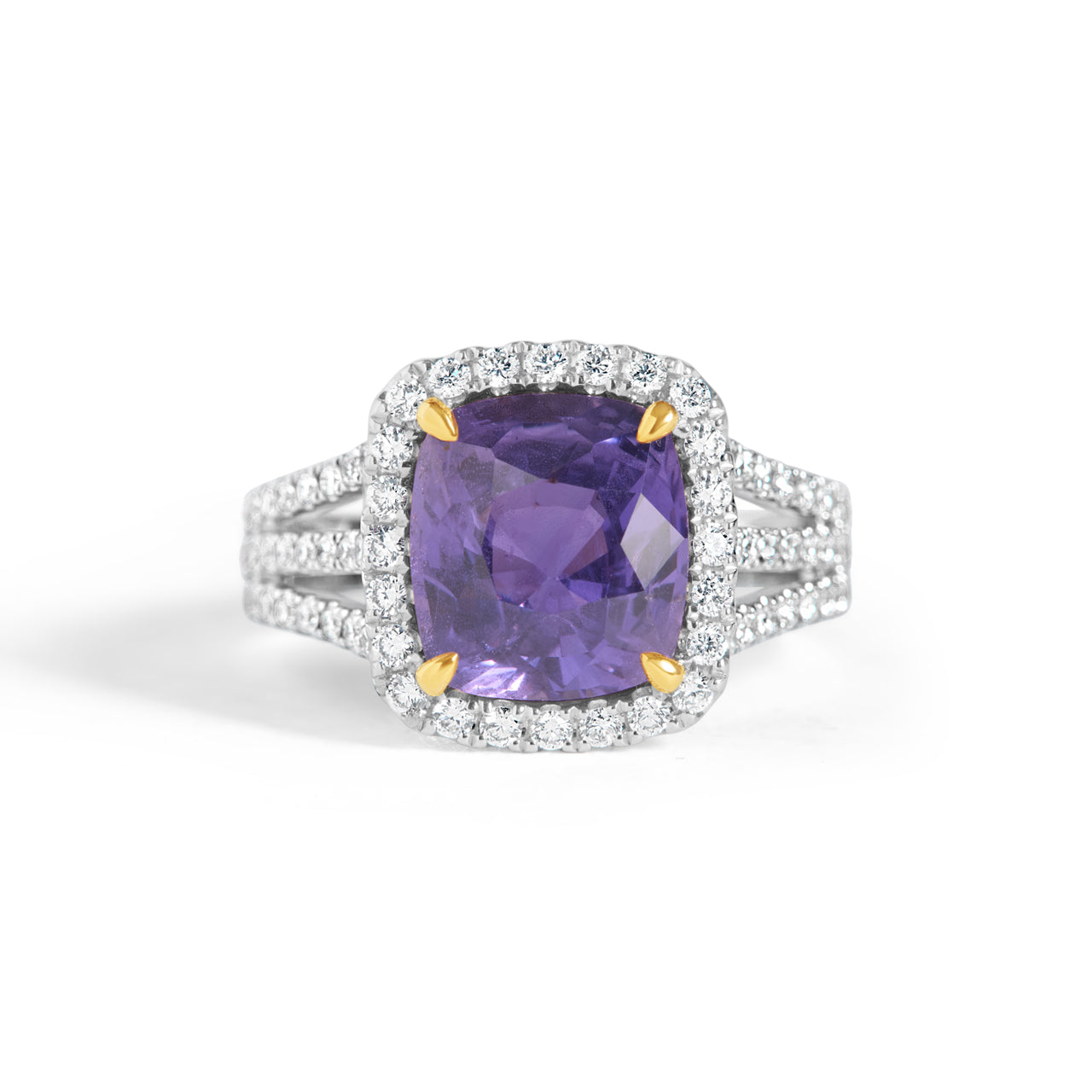 Cushion Purple Sapphire & Diamond Ring
