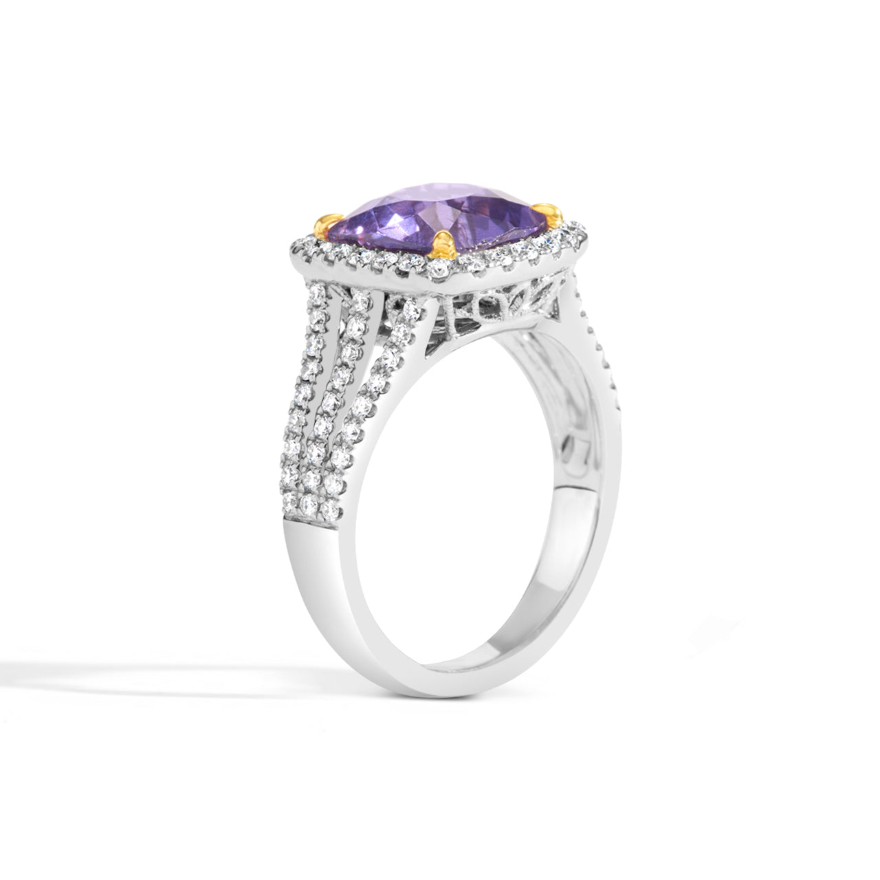 Cushion Purple Sapphire & Diamond Ring