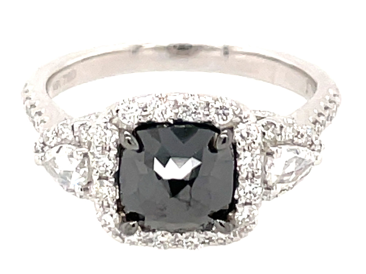 ROSE CUT BLACK & WHITE DIAMOND RING